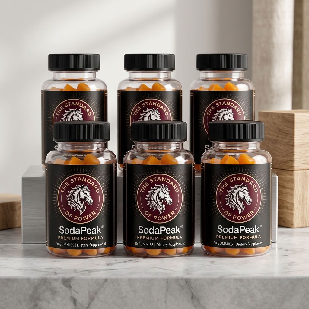 Six bottles of SodaPeak daily energy gummies
