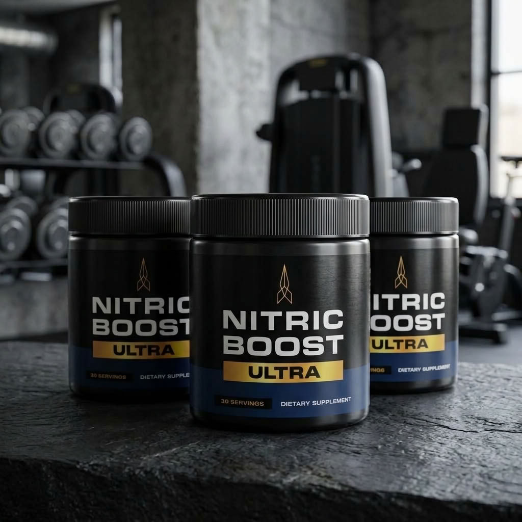Three jars of Nitric Boost Ultra circulation and energy support powder