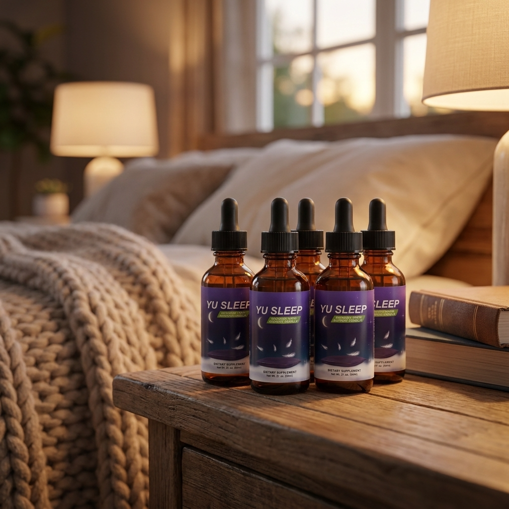 Bottles of Yu Sleep liquid sleep drops