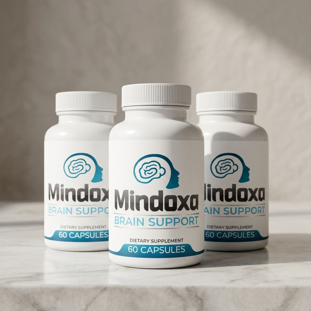 Bottles of Mindoxa brain support capsules